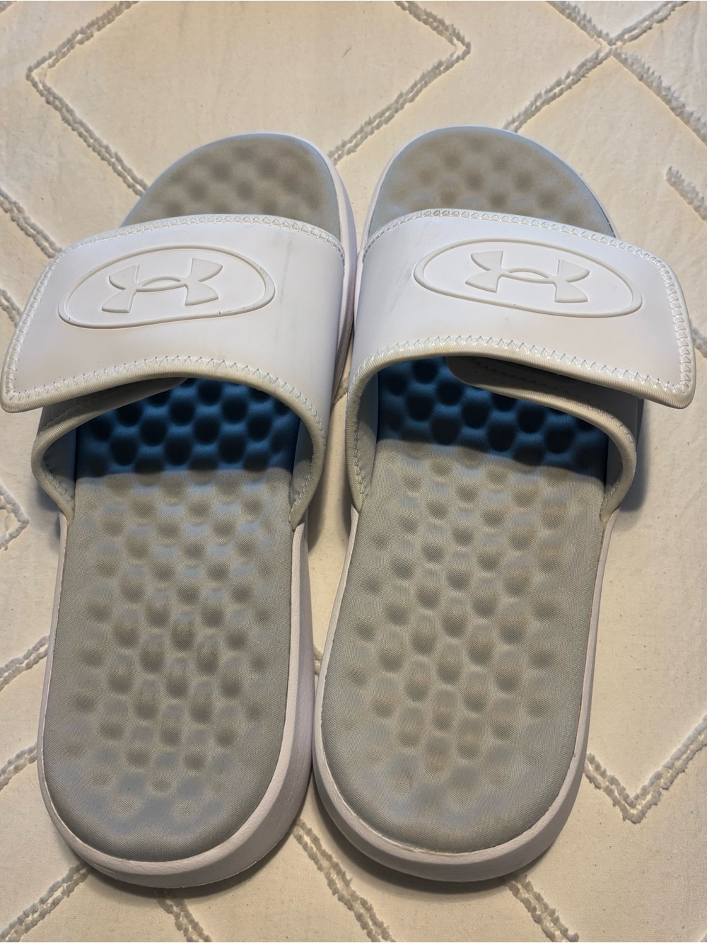 Men’s Under Armour White Adjustable Slide Sandals - Picture 2 of 7